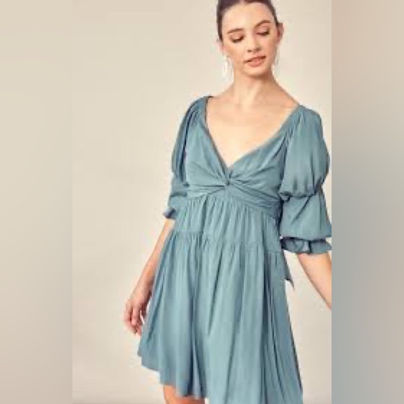 Mustard Seed Dresses & Skirts - MUSTARD SEED SHORT PUFF SLEEVE OPEN BACK DRESS SIZE LARGE